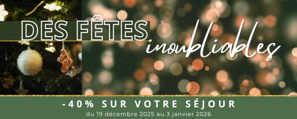 Je réserve pour les fêtes de fin d'année Promotion Noël 2025 au Domaine de la Baie